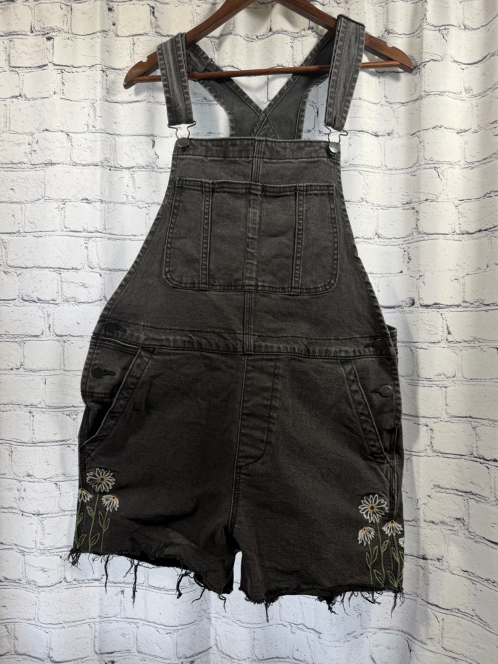 Driftwood Women's Daisy Fields Denim Embroidered Shortalls